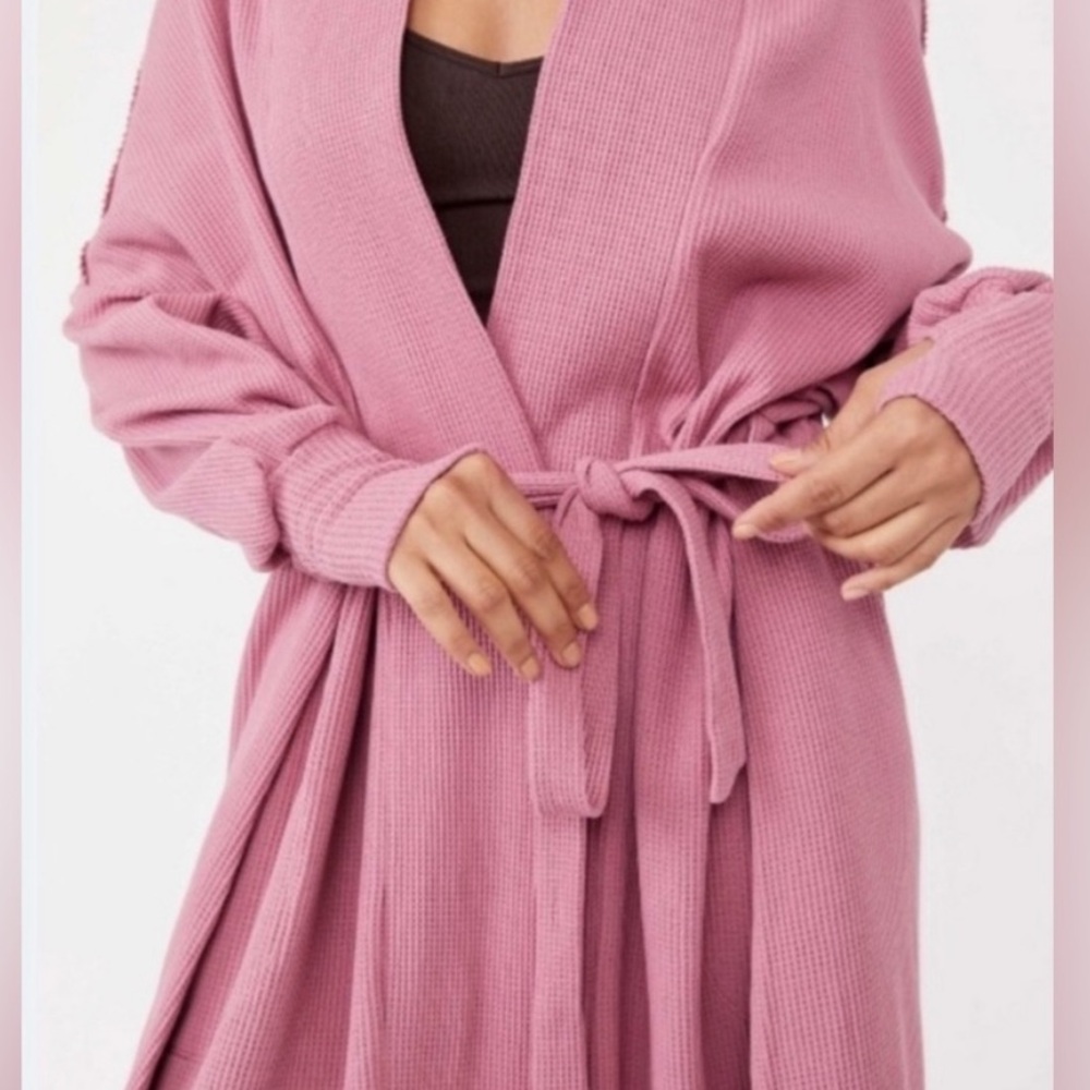 Free People Intimately Under the Stars, Foxglove Thermal Cardigan Robe Sz S - Picture 2 of 8